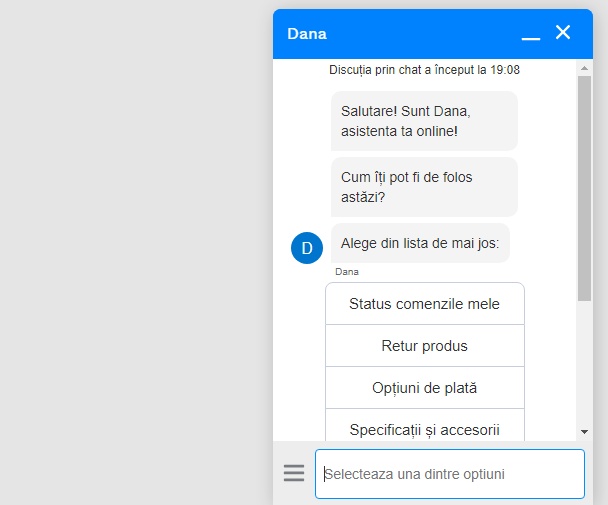 contact prin chat emag